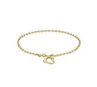 CARISSIMA Bracciale da donna in oro giallo 9 ct con ciondolo a cuore pendente, 18 cm