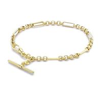 CARISSIMA Bracciale da Donna in Oro Giallo 9ct con Catena Figaro Belcher e T-Bar 24.8mm x 1.7mm, Chiusura Albert, Lunghezza 19cm/7.5"