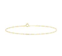 CARISSIMA Bracciale da Donna in Oro Giallo 9ct con Perline Smaltate Bianche su Catena Mini Trace
