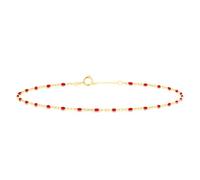 CARISSIMA Bracciale da Donna in Oro Giallo 9ct con Perline Smaltate Rosse su Catena Mini Trace
