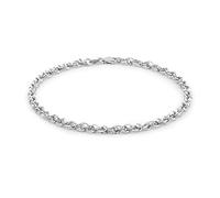 CARISSIMA Bracciale Unisex in Oro Bianco 9 ct Hollow con Maglia Diamantata a Prince of Wales da 3,1 mm di Lunghezza 19 cm/7,5 Pollici