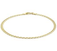 CARISSIMA Bracciale unisex in oro giallo 9 ct con catena curb piatta da 2 mm e taglio diamante, 19 cm
