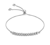 CARISSIMA Braccialetto in Oro Bianco 9ct Donna con Palline e Catena Regolabile, Lunghezza Massima 23 cm/9 Pollici