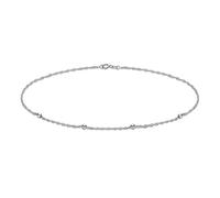 CARISSIMA Cavigliera da Donna in Oro Bianco 9 ct con Maglia Twist Curb e Sfere di Lunghezza 25,5 cm/10 Pollici