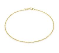 CARISSIMA Cavigliera da donna in oro giallo 9 ct con catena curb twist da 1 mm 30 PG, 23 cm