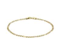 CARISSIMA Cavigliera da donna in oro giallo 9 ct con catena Figaro forata da 2 mm, 25,5 cm