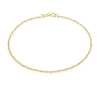 CARISSIMA Cavigliera da donna in oro giallo 9 ct con catena twist curb da 0,8 mm 16 PG, 23 cm
