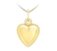 CARISSIMA Ciondolo cuore bombato forato da 7,6 x 14,3 mm da donna in oro giallo 9 ct su catena curb diamantata da 0,4 mm, 41 cm