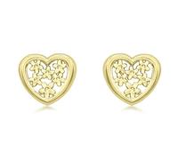 Carissima Donna 18 ct Oro Giallo 8 x 7 mm Stud a Cuore a Fiore