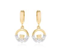 Carissima Donna Oro 9 carati Creoli bicolore con Claddagh Drop