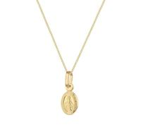 CARISSIMA Donna Oro giallo 9ct Pendente ovale Madonna 15mm x 6mm con catena a maglia diamantata 46cm/18