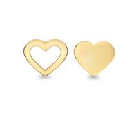 Carissima Orecchini a Bottone con Cuore e Cuore Intagliato in Oro Giallo 9 ct da Donna