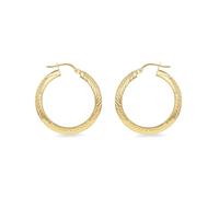 Carissima Orecchini a cerchio da donna in oro giallo 9 carati con taglio diamantato, 20 mm