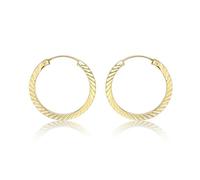 Carissima Orecchini a cerchio senza fine 15,5 mm con righe diamantate da donna in oro giallo 9 ct