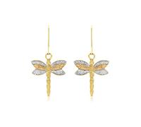 Carissima Orecchini a Goccia con Libellula in Oro Tre Colori 9 ct per Donna