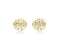 Carissima Orecchini a lobo Albero della Vita con madreperla 8 mm da donna in oro giallo 9 ct