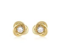 Carissima Orecchini a lobo con zircone 3 mm e nodo testurizzato 8 mm da donna in oro giallo 9 ct