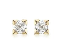 Carissima Orecchini a lobo con zircone quadrato 4 mm e griffe da donna in oro giallo 9 ct