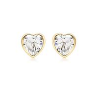 Carissima Orecchini a lobo cuore con zirconi da donna in oro giallo 9 ct