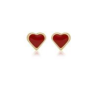 Carissima Orecchini a lobo cuore smaltato rosso 4,7 x 4,3 mm da bambina in oro giallo 9 ct