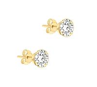 Carissima Orecchini a lobo zircone tondo 4 mm da donna in oro giallo 9 ct