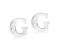 Carissima Orecchini a Perno con Iniziale "G" in Zircone Cubico in Oro Bianco 9 ct