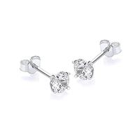 Carissima Orecchini a Perno con Zircone Cubico da 5 mm Rotondo in Oro Bianco 9 ct