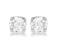 Carissima Orecchini a Perno con Zircone Cubico da 7 mm Rotondo in Oro Bianco 9 ct