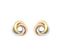 Carissima Orecchini Bottoni con Nodo da 8 mm in Oro Tre Colori 9 ct per Donna