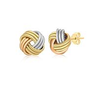 Carissima Orecchini Bottoni con Nodo in Oro Tre Colori 9 ct per Donna