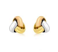 Carissima Orecchini Bottoni con Nodo Triplo da 9 mm in Oro Tre Colori 9 ct per Donna