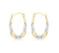 Carissima Orecchini Creola Pattern in Oro Giallo e Bicolore 9 ct per Donna