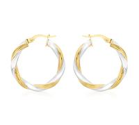 Carissima Orecchini Creola Twist in Oro Giallo e Bicolore 9 ct da 26 mm per Donna