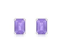 Carissima Orecchini creole rettangolari con ametista in oro bianco 9 ct