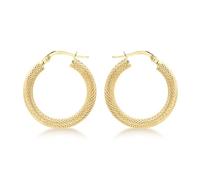 Carissima Orecchini Creole Texturizzati da 21mm in Oro Giallo 9ct
