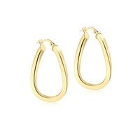 Carissima Orecchini creoli ovali a tubo squadrato a goccia da donna in oro giallo 9 ct