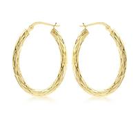 Carissima Orecchini creoli ovali con motivo da donna in oro giallo 9 ct