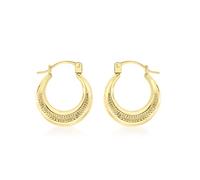 Carissima Orecchini creoli rigati 16 mm da donna in oro giallo 9 ct
