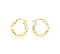 Carissima Orecchini creoli rotondi 18 mm a tubo lucido con chiusura a scatto da donna in oro giallo 9 ct