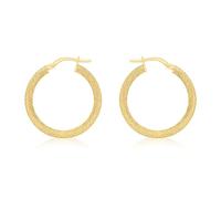 Carissima Orecchini creoli testurizzati 25 mm da donna in oro giallo 9 ct