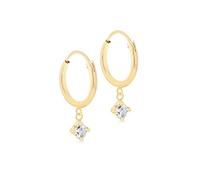 Carissima Orecchini Hoop Endless da 12mm con CZ Bianco da 3mm in Oro Giallo 9ct