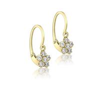 Carissima Orecchini pendenti a fiore con zirconi da donna in oro giallo 9 ct