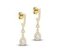 Carissima Orecchini pendenti da donna in oro giallo 9 carati con zirconia e goccia con halo