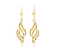 Carissima Orecchini pendenti onda traforata da donna in oro giallo 9 ct