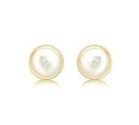 Carissima Orecchino a Bottone con Perla da 8 mm in Oro Giallo 9 ct da Donna