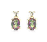 Carissima Orecchino a Goccia con Diamante e Topazio Mistico in Oro Giallo 9 ct da Donna