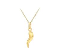 CARISSIMA Pendente a corno piccolo con catena curb 46cm/18 da donna in oro giallo 9ct