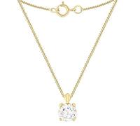 CARISSIMA Pendente con cubic zirconia rotondi da 6 mm su collana con catena a curb taglio diamante da 0,7 mm in oro giallo 9 ct di lunghezza 46 cm/18 pollici