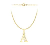 CARISSIMA Pendente con iniziale A in cubic zirconia 10 x 12 mm su collana con catena Prince of Wales da 0,4 mm in oro giallo 9 ct di lunghezza 46 cm/18 pollici