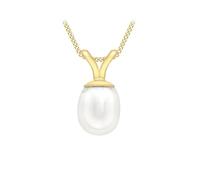 CARISSIMA Pendente con perla a goccia su collana con catena a curb da 46 cm/18 pollici in oro giallo 9 ct